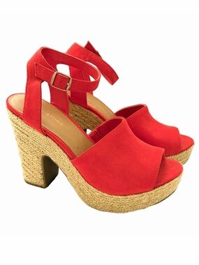 SUN + STONE Fey Coral Size 9.5 Platform Espadrille Shoes Women’s EUC
